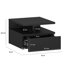 Target Home Nástěnná noční skříňka se zásuvkou 32x35x23 cm, Černá