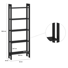 Target Home Žebříková knihovna do obývacího pokoje 165x62 cm, Černá barva
