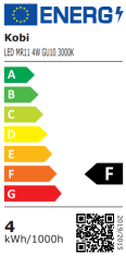 Kobi HALOGEN MR11 GU10 4W = 30W 6000K LED žárovka