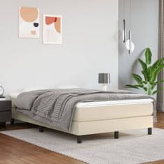 Greatstore Box spring postel krémová 120 x 200 cm umělá kůže