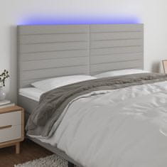 Greatstore Čelo postele s LED světle šedé 200x5x118/128 cm textil