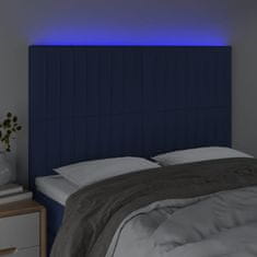 Vidaxl Čelo postele s LED modré 144x5x118/128 cm textil