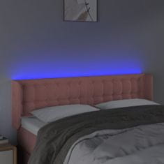 Greatstore Čelo postele s LED růžové 147 x 16 x 78/88 cm samet