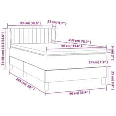 Vidaxl Box spring postel s matrací světle šedá 90x200 cm samet