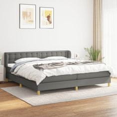 Greatstore Box spring postel s matrací tmavě šedá 200x200 cm textil