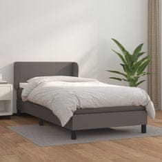 Greatstore Box spring postel s matrací šedá 80 x 200 cm umělá kůže