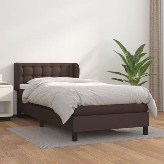 Greatstore Box spring postel s matrací hnědá 100x200 cm umělá kůže