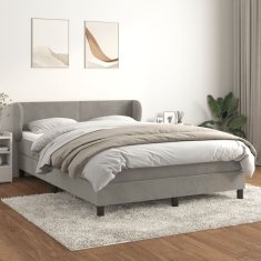 Greatstore Box spring postel s matrací světle šedá 140x200 cm samet