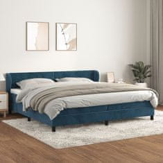 Greatstore Box spring postel s matrací tmavě modrá 200x200 cm samet