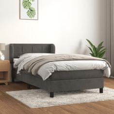 Greatstore Box spring postel s matrací tmavě šedá 100x200 cm samet