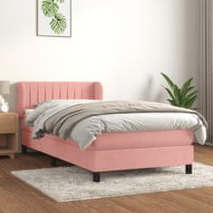 Vidaxl Box spring postel s matrací růžová 100x200 cm samet