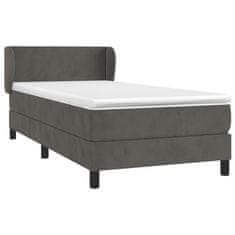 Greatstore Box spring postel s matrací tmavě šedá 100x200 cm samet