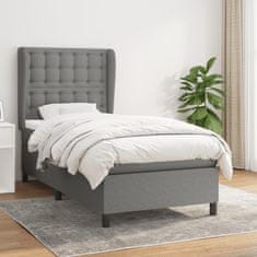 Greatstore Box spring postel s matrací tmavě šedá 90x200 cm textil