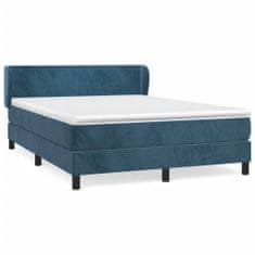 Greatstore Box spring postel s matrací tmavě modrá 140x200 cm samet