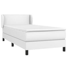 Greatstore Box spring postel s matrací bílá 90x200 cm umělá kůže