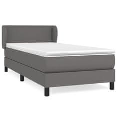 Greatstore Box spring postel s matrací šedá 90x200 cm umělá kůže