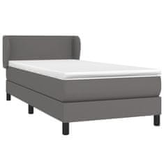 Greatstore Box spring postel s matrací šedá 90x200 cm umělá kůže