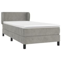 Greatstore Box spring postel s matrací světle šedá 90x200 cm samet