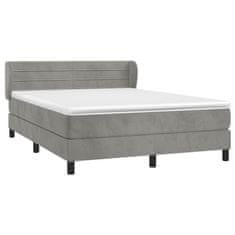 Greatstore Box spring postel s matrací světle šedá 140x200 cm samet