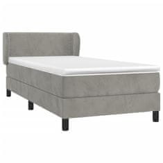 Greatstore Box spring postel s matrací světle šedá 90x200 cm samet