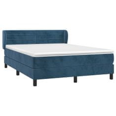 Greatstore Box spring postel s matrací tmavě modrá 140x200 cm samet