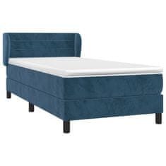 Greatstore Box spring postel s matrací tmavě modrá 90x200 cm samet