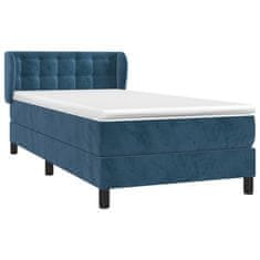 Greatstore Box spring postel s matrací tmavě modrá 100x200 cm samet