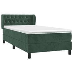 Greatstore Box spring postel s matrací tmavě zelená 90x200 cm samet