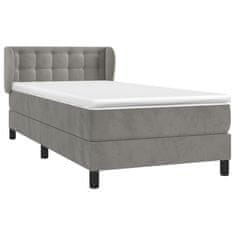 Greatstore Box spring postel s matrací světle šedá 100x200 cm samet