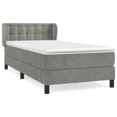 Greatstore Box spring postel s matrací světle šedá 100x200 cm samet