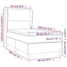 Greatstore Box spring postel s matrací tmavě modrá 90x190 cm samet