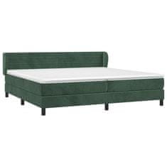 Greatstore Box spring postel s matrací tmavě zelená 200x200 cm samet