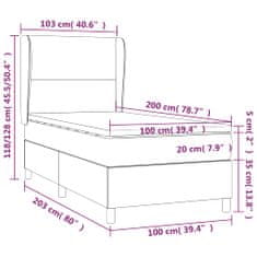 Greatstore Box spring postel s matrací světle šedá 100x200 cm samet