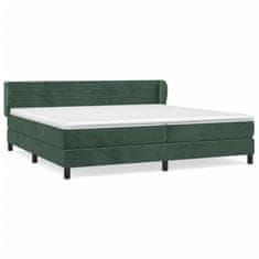 Greatstore Box spring postel s matrací tmavě zelená 200x200 cm samet