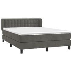 Greatstore Box spring postel s matrací tmavě šedá 140x200 cm samet