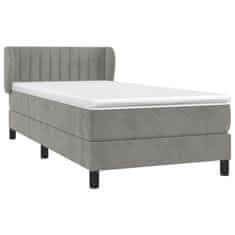 Greatstore Box spring postel s matrací světle šedá 100x200 cm samet