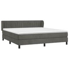 Greatstore Box spring postel s matrací tmavě šedá 160x200 cm samet