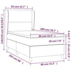 Greatstore Box spring postel s matrací světle šedá 80 x 200 cm samet