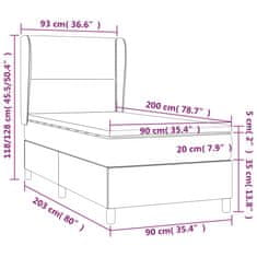 Greatstore Box spring postel s matrací světle šedá 90x200 cm samet