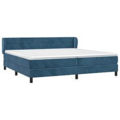 Greatstore Box spring postel s matrací tmavě modrá 200x200 cm samet