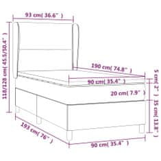 Greatstore Box spring postel s matrací světle šedá 90x190 cm samet