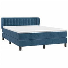 Greatstore Box spring postel s matrací tmavě modrá 140x200 cm samet