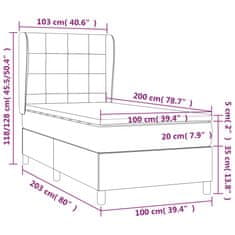 Petromila Box spring postel s matrací světle šedá 100x200 cm samet