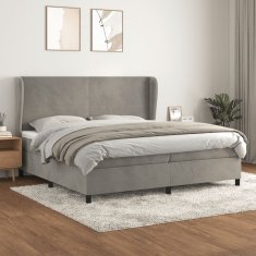 Greatstore Box spring postel s matrací světle šedá 200x200 cm samet