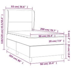 Greatstore Box spring postel s matrací světle šedá 90x200 cm samet