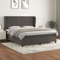 Greatstore Box spring postel s matrací tmavě šedá 160x200 cm samet