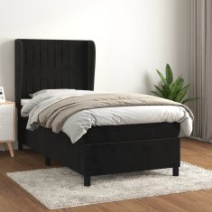 Greatstore Box spring postel s matrací černá 90x200 cm samet