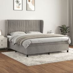 Greatstore Box spring postel s matrací světle šedá 180x200 cm samet