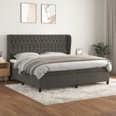 Greatstore Box spring postel s matrací tmavě šedá 200x200 cm samet