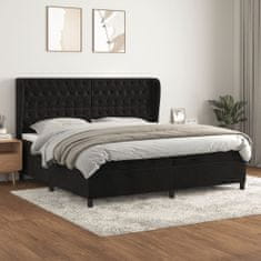 Greatstore Box spring postel s matrací černá 200x200 cm samet